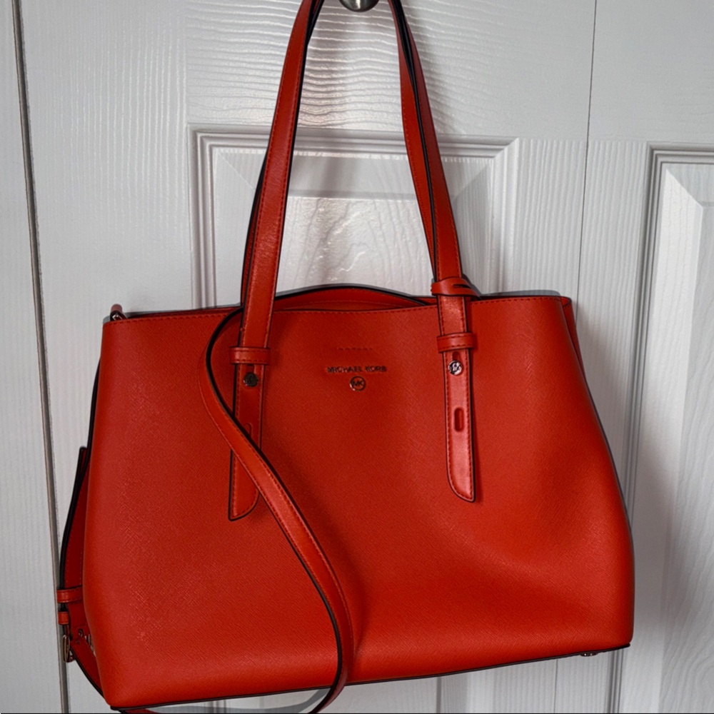 Michael Kors Vibrant Orange Leather Shoulder Tote